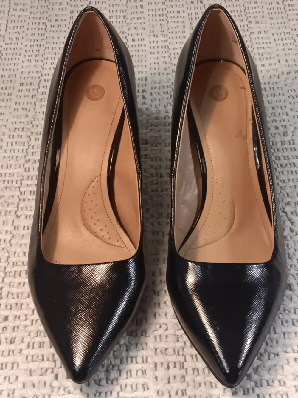 db Dress Barn 'Gallery' women's chunky black pumps w/ gold embellishment sz 10 M